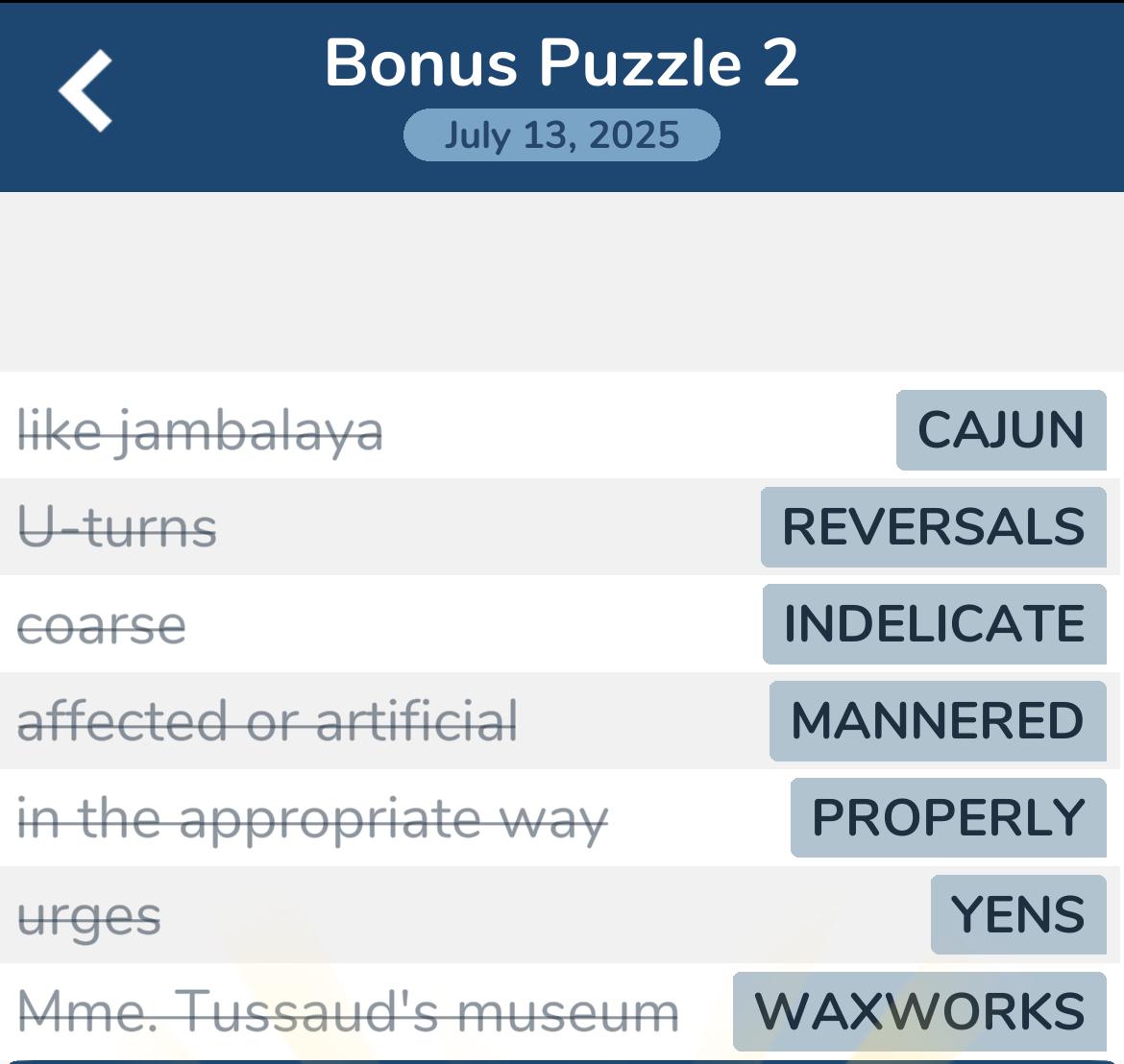 7 Little Words July 13 2025 Bonus 2