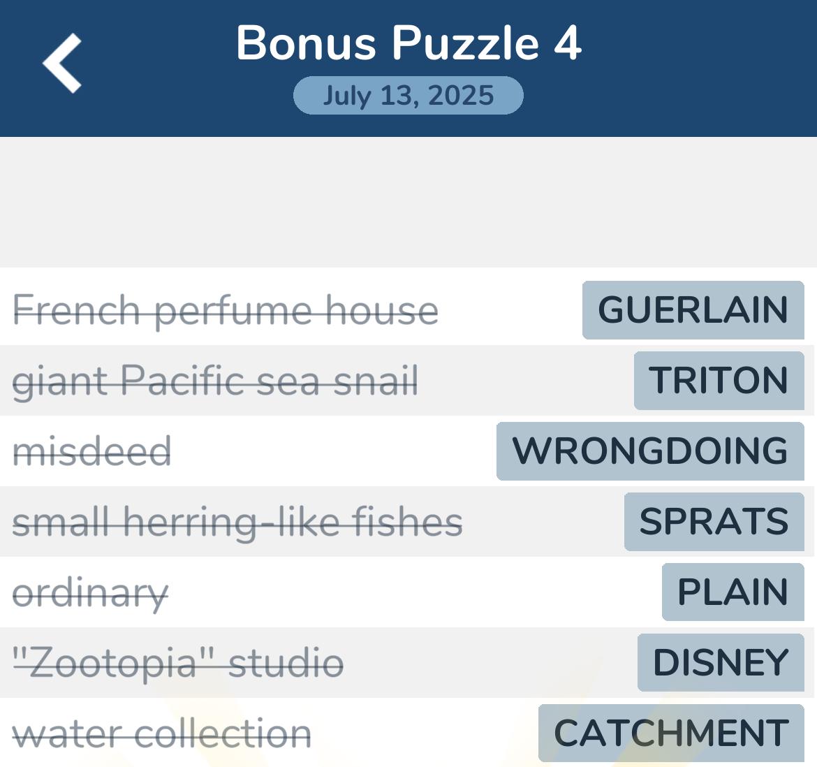 7 Little Words July 13 2025 Bonus 4
