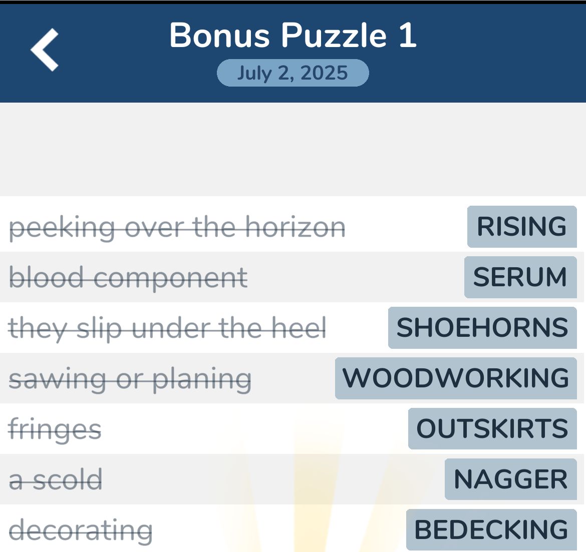 7 Little Words July 2 2025 Bonus 1