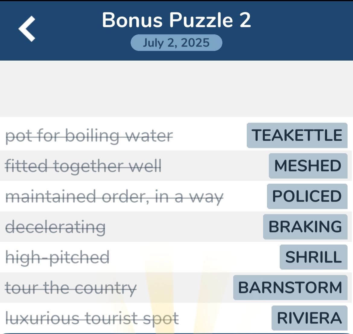 7 Little Words July 2 2025 Bonus 2