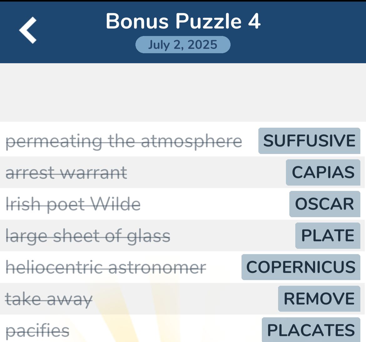 7 Little Words July 2 2025 Bonus 4