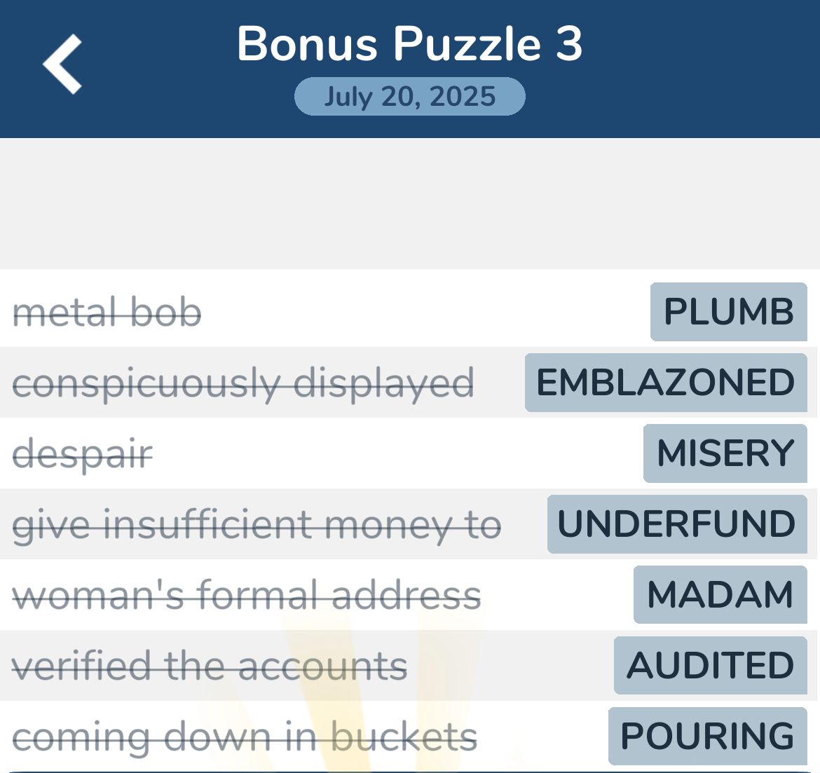 7 Little Words July 20 2025 3