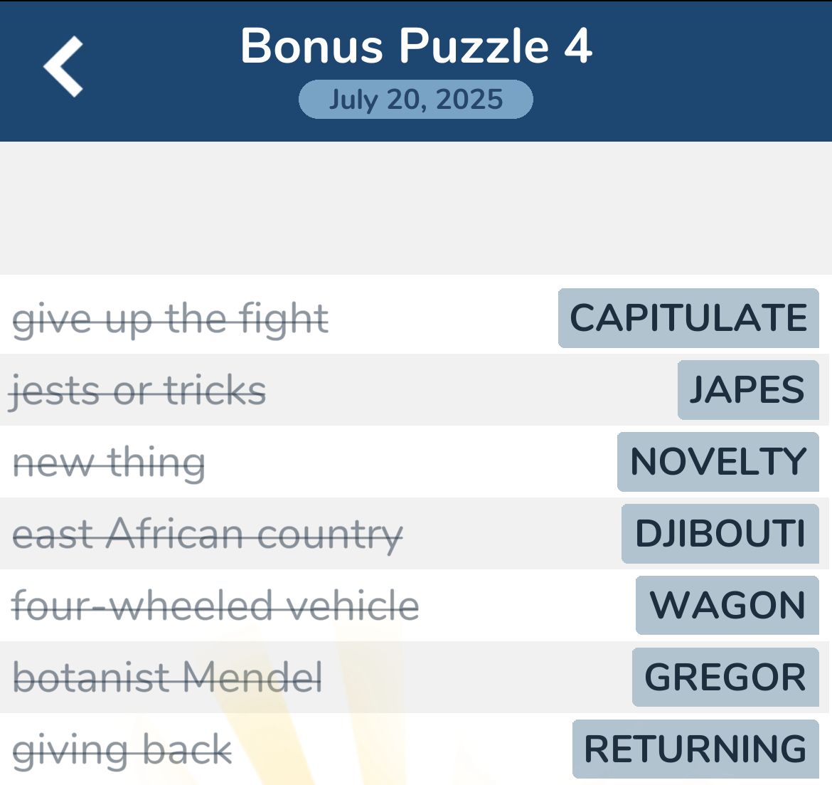 7 Little Words July 20 2025 4