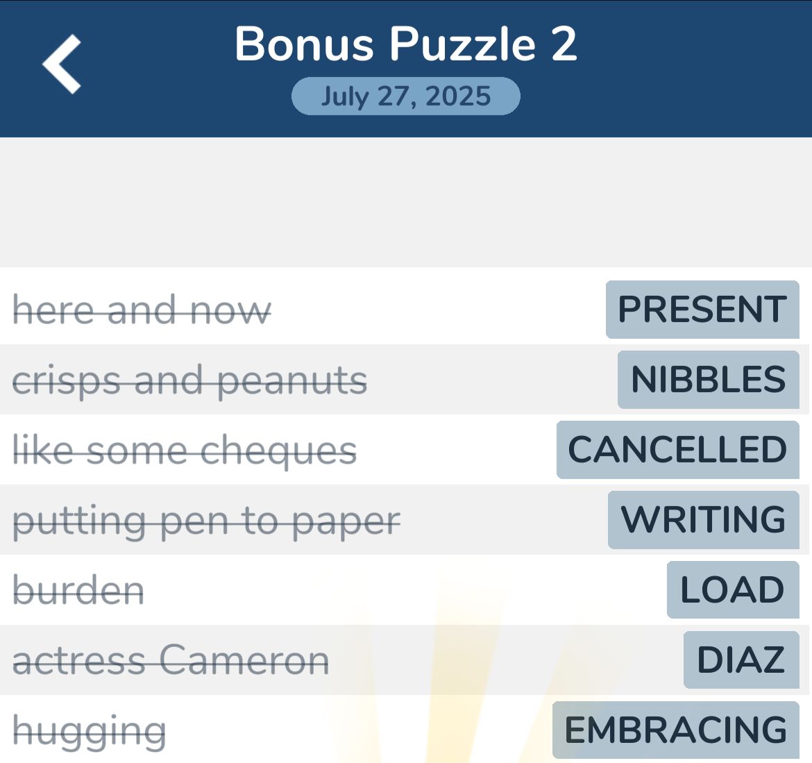 7 Little Words July 27 2025 Bonus 2