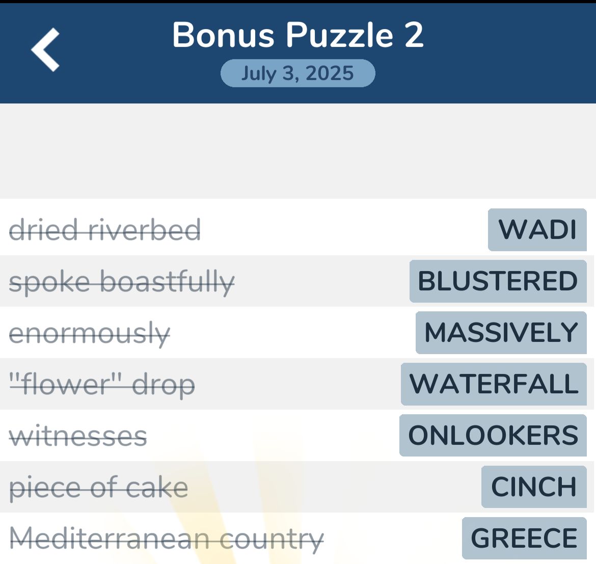 7 Little Words July 3 2025 Bonus 2