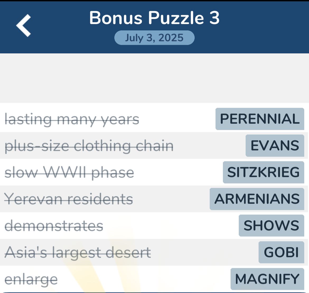 7 Little Words July 3 2025 Bonus 3
