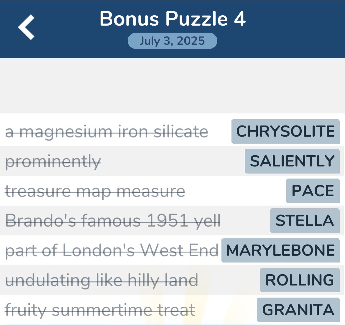 7 Little Words July 3 2025 Bonus 4