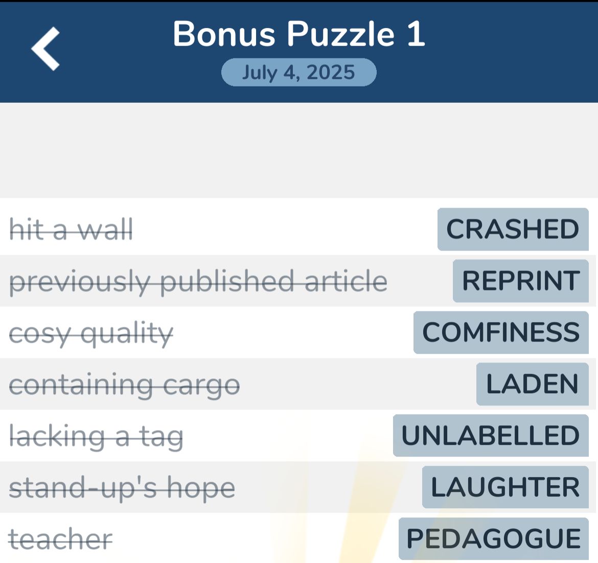7 Little Words July 4 2025 Bonus 1