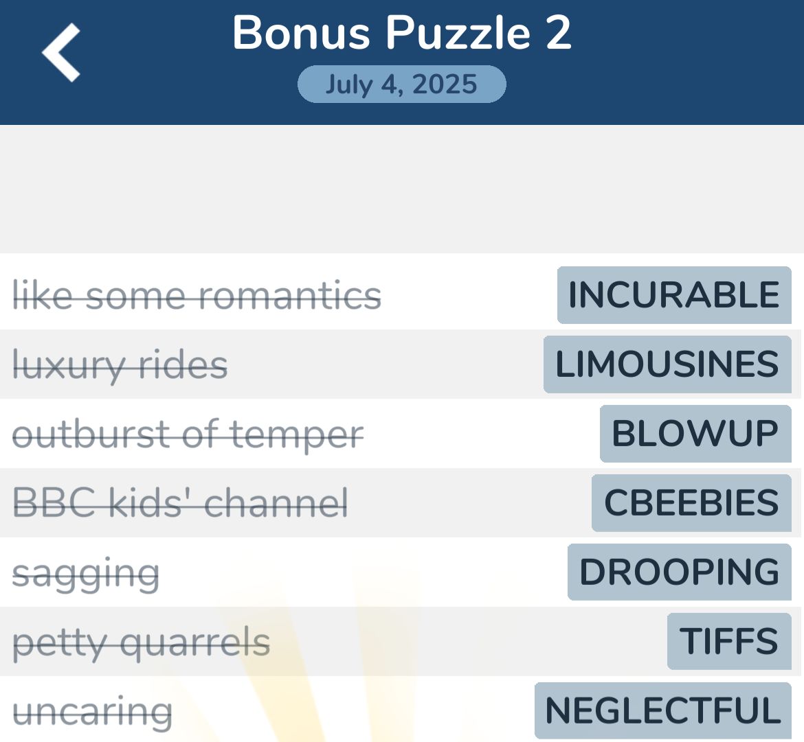 7 Little Words July 4 2025 Bonus 2