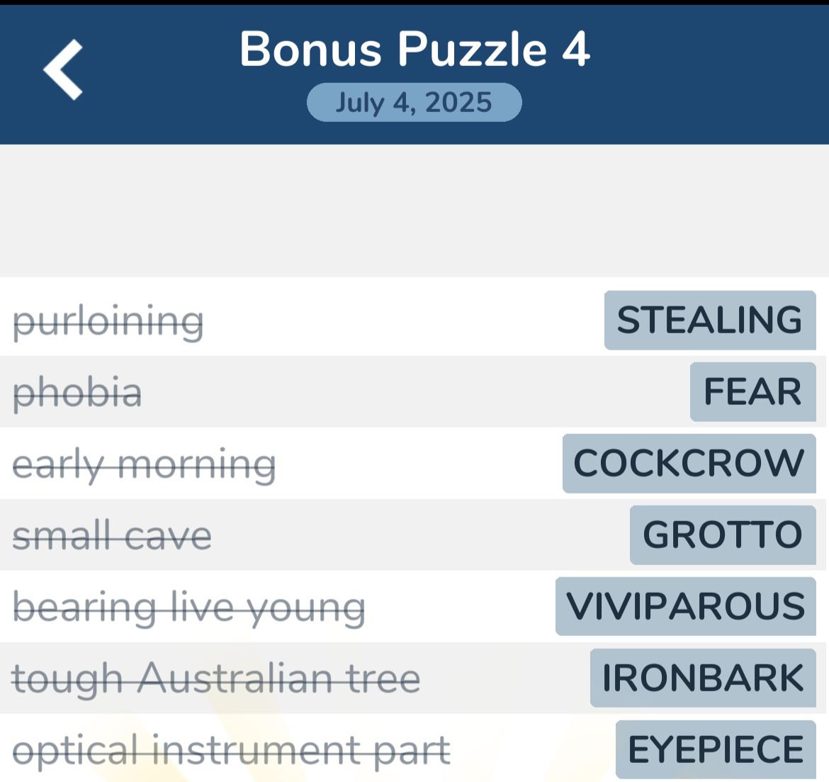 7 Little Words July 4 2025 Bonus 4