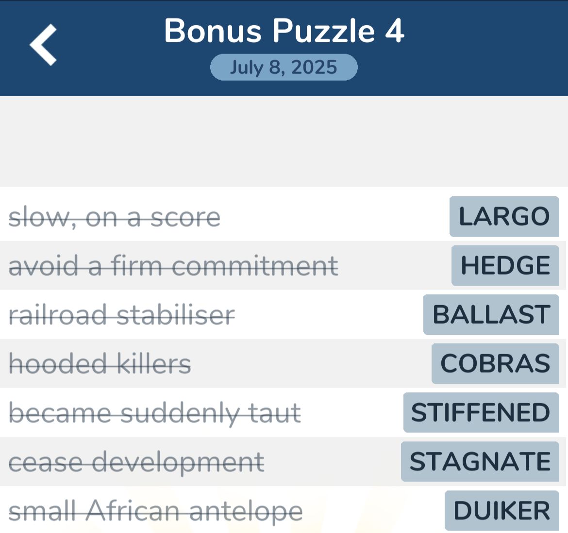 7 Little Words July 8 2025 Bonus 4