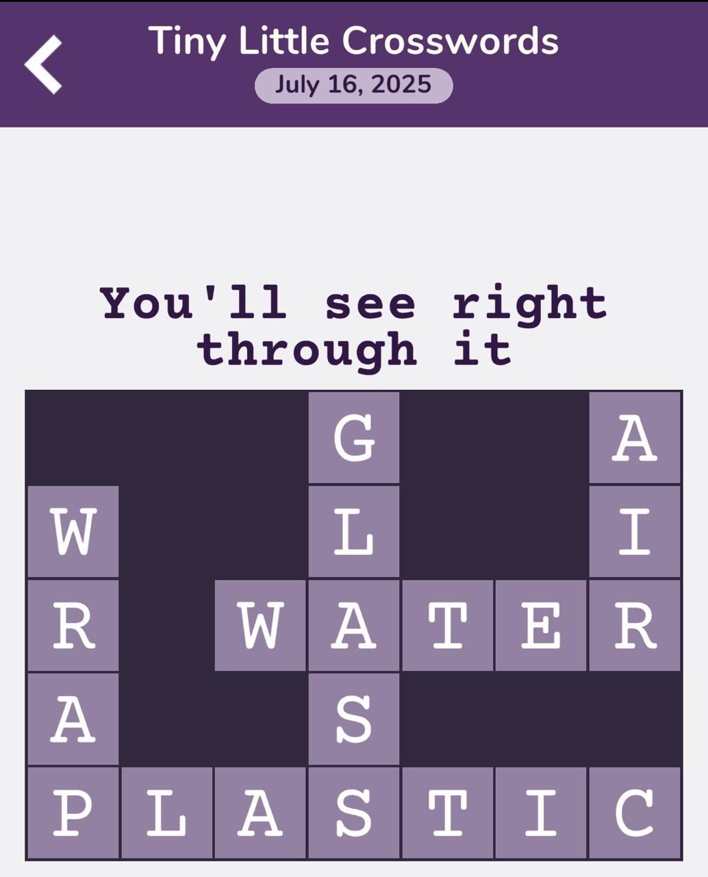 7 Little Words Tiny Little Crosswords July 16 2025