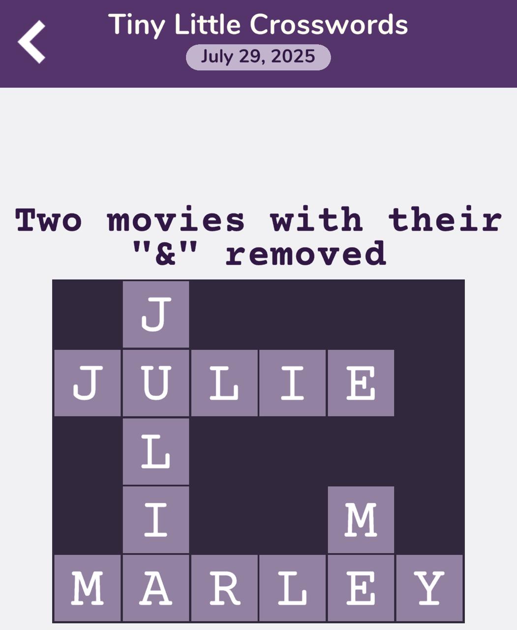 7 Little Words Tiny Little Crosswords July 29 2025