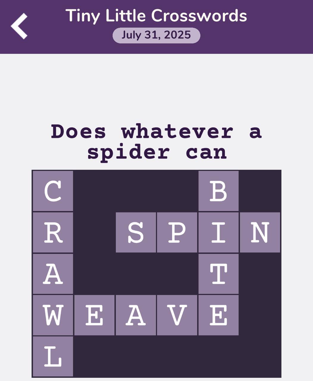 7 Little Words Tiny Little Crosswords July 31 2025 7 Little Words Tiny Little Crosswords July 31 2025