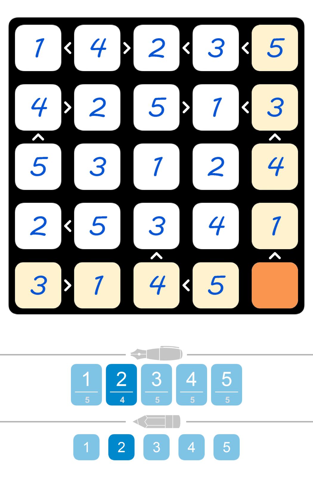 Puzzle Page Futoshiki July 15 2025