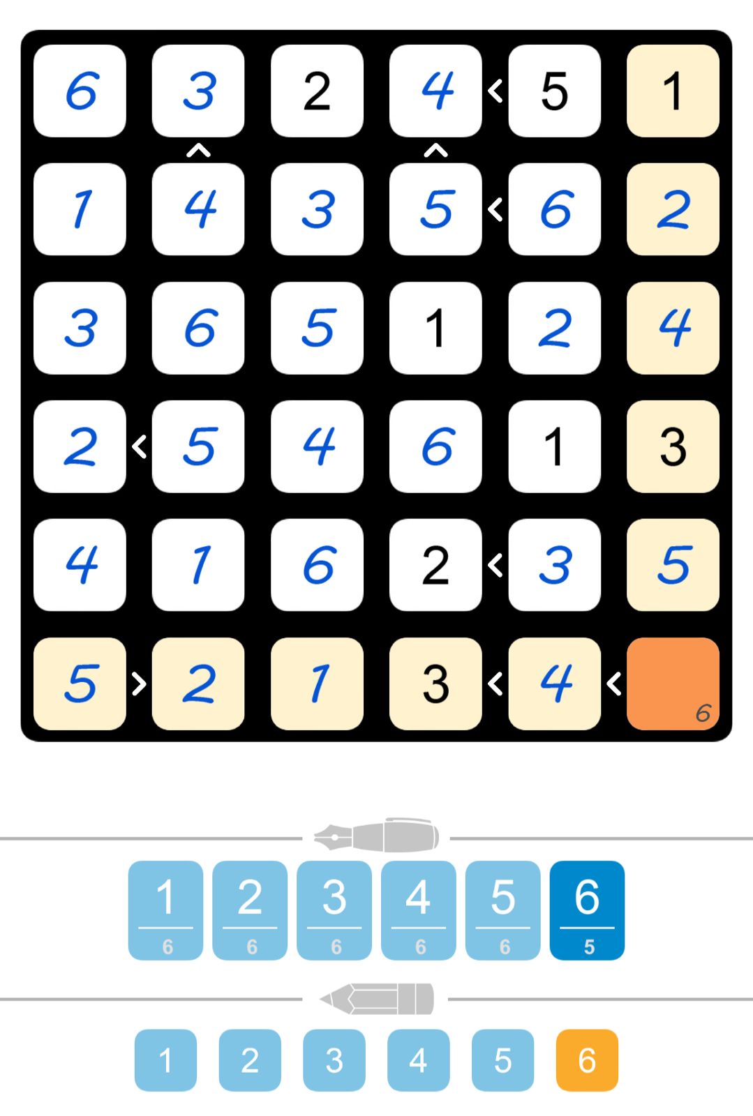 Puzzle Page Futoshiki July 26 2025