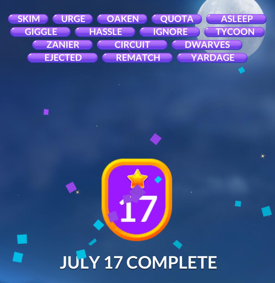 Word Stacks Daily Puzzle July 17 2025