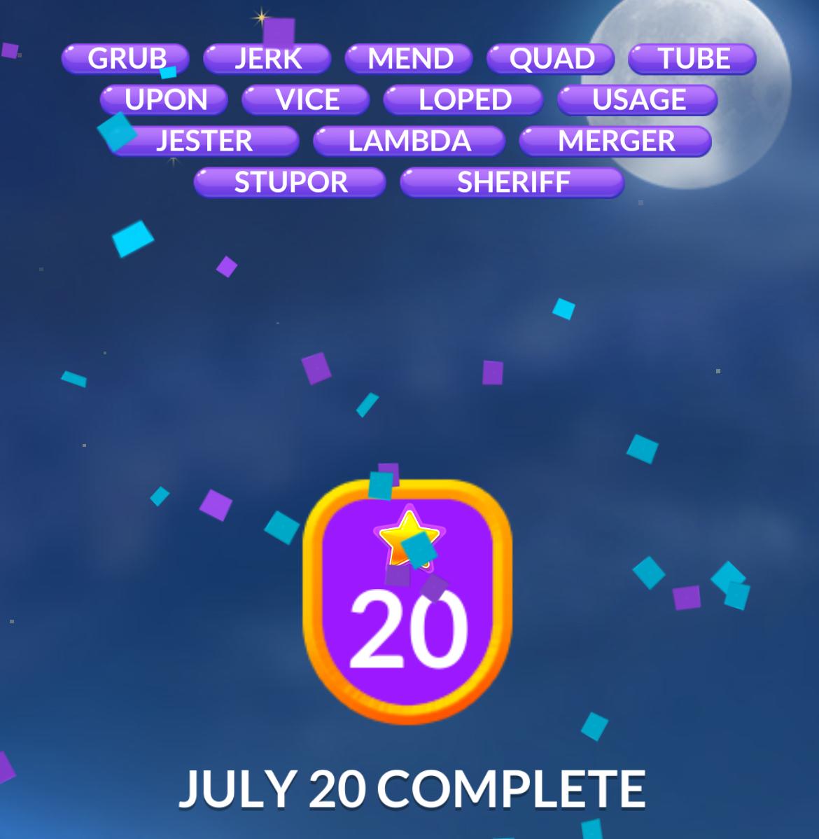 Word Stacks Daily Puzzle July 20 2025