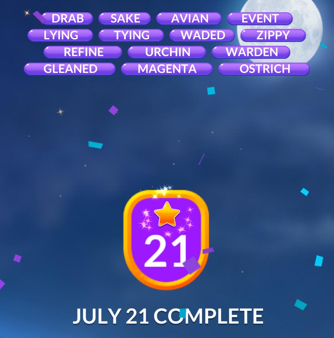 Word Stacks Daily Puzzle July 21 2025
