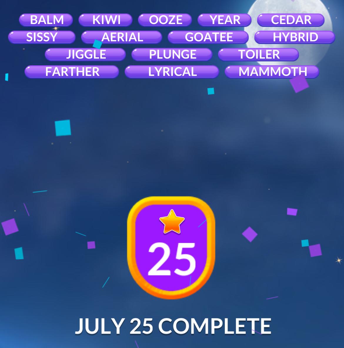 Word Stacks Daily Puzzle July 25 2025