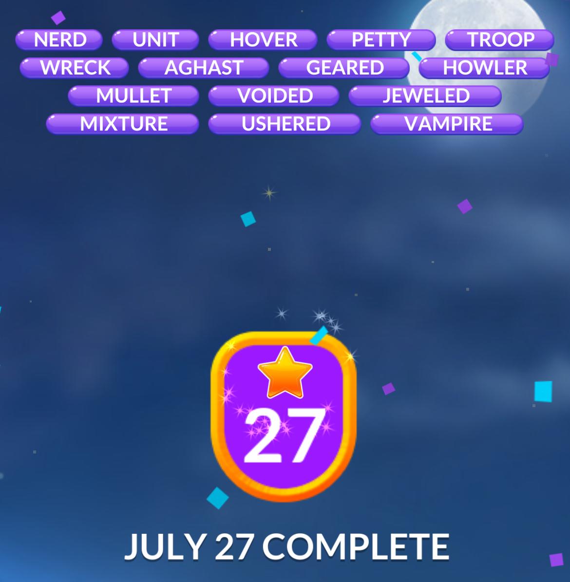 Word Stacks Daily Puzzle July 27 2025