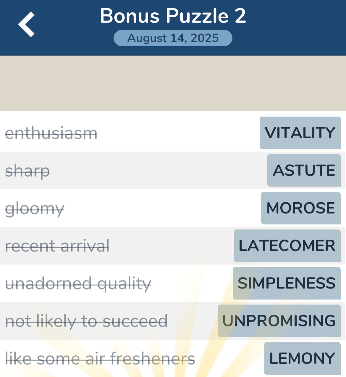 7 Little Words August 14 2025 Bonus 2