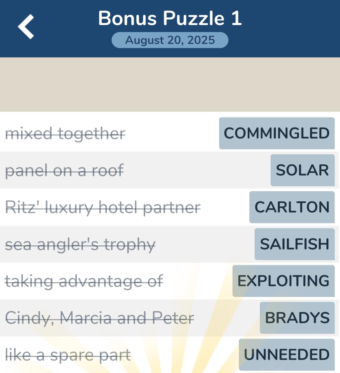 7 Little Words August 20 2025 1 7 Little Words August 20 2025 1