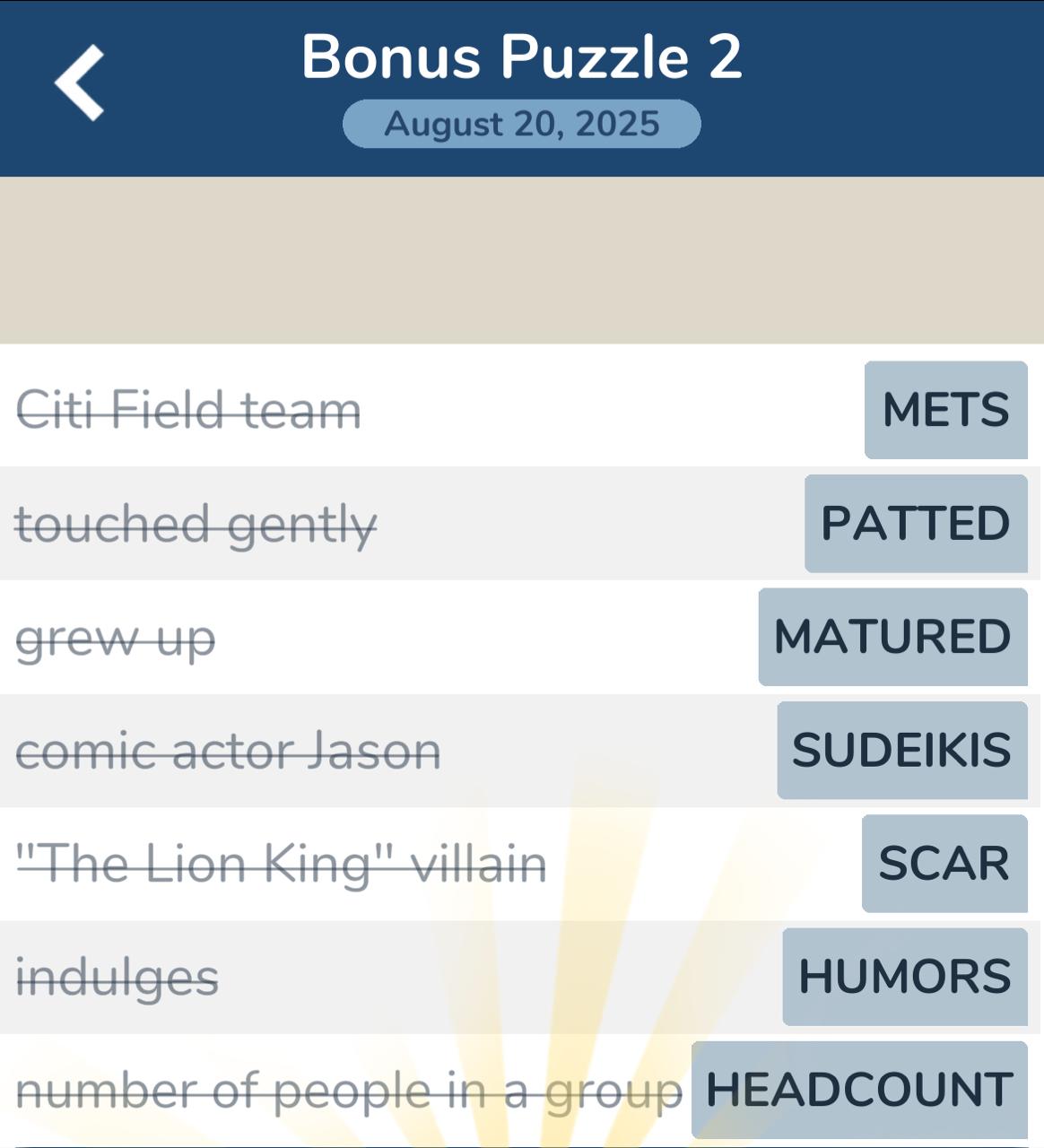 7 Little Words August 20 2025 2 7 Little Words August 20 2025 2