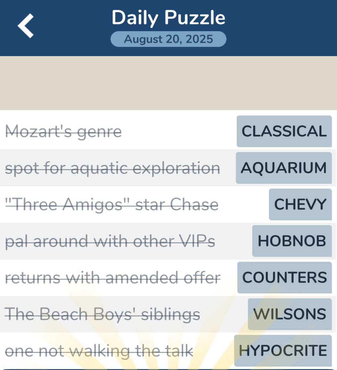 7 Little Words August 20 2025 7 Little Words August 20 2025