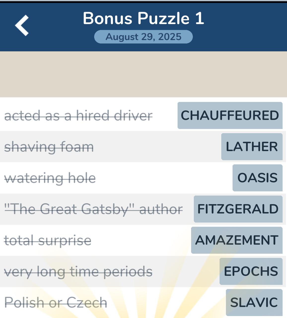 7 Little Words August 29 2025 1