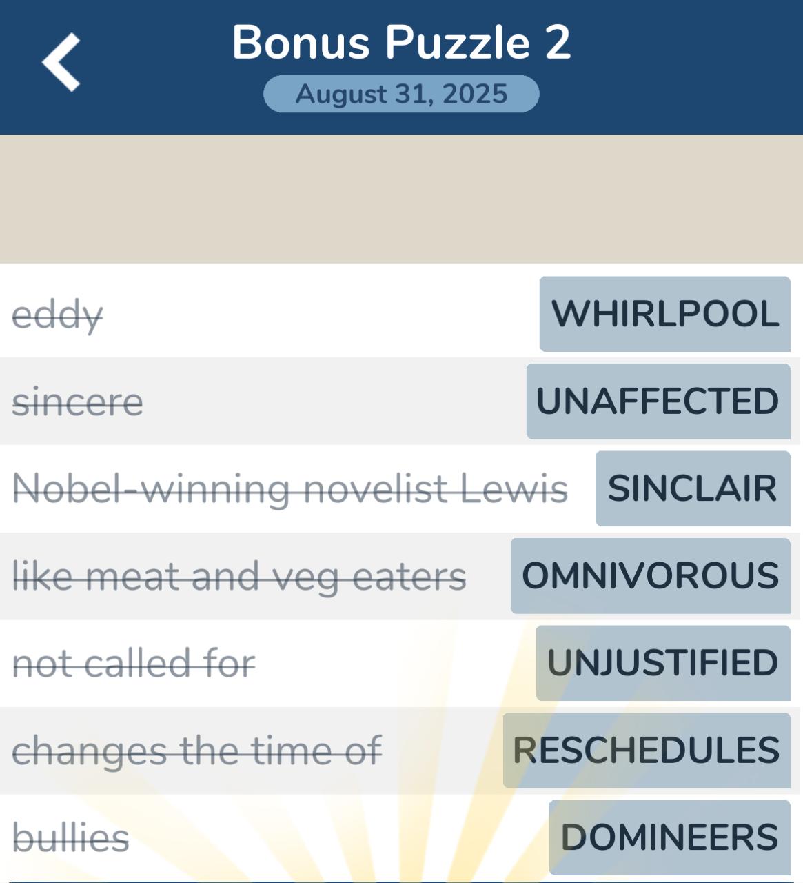 7 Little Words August 31 2025 2