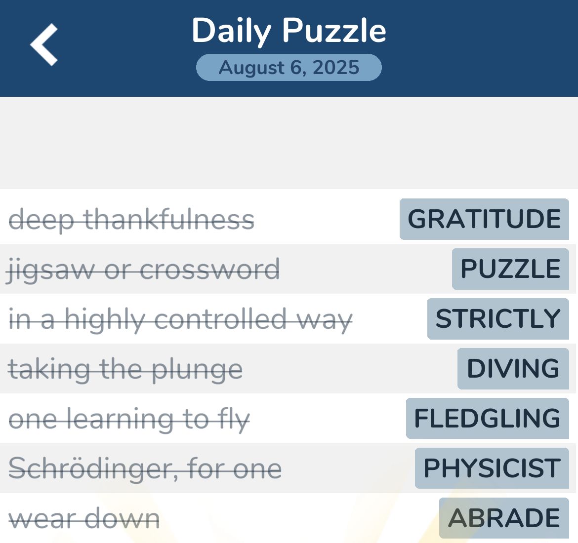 7 Little Words August 6 2025