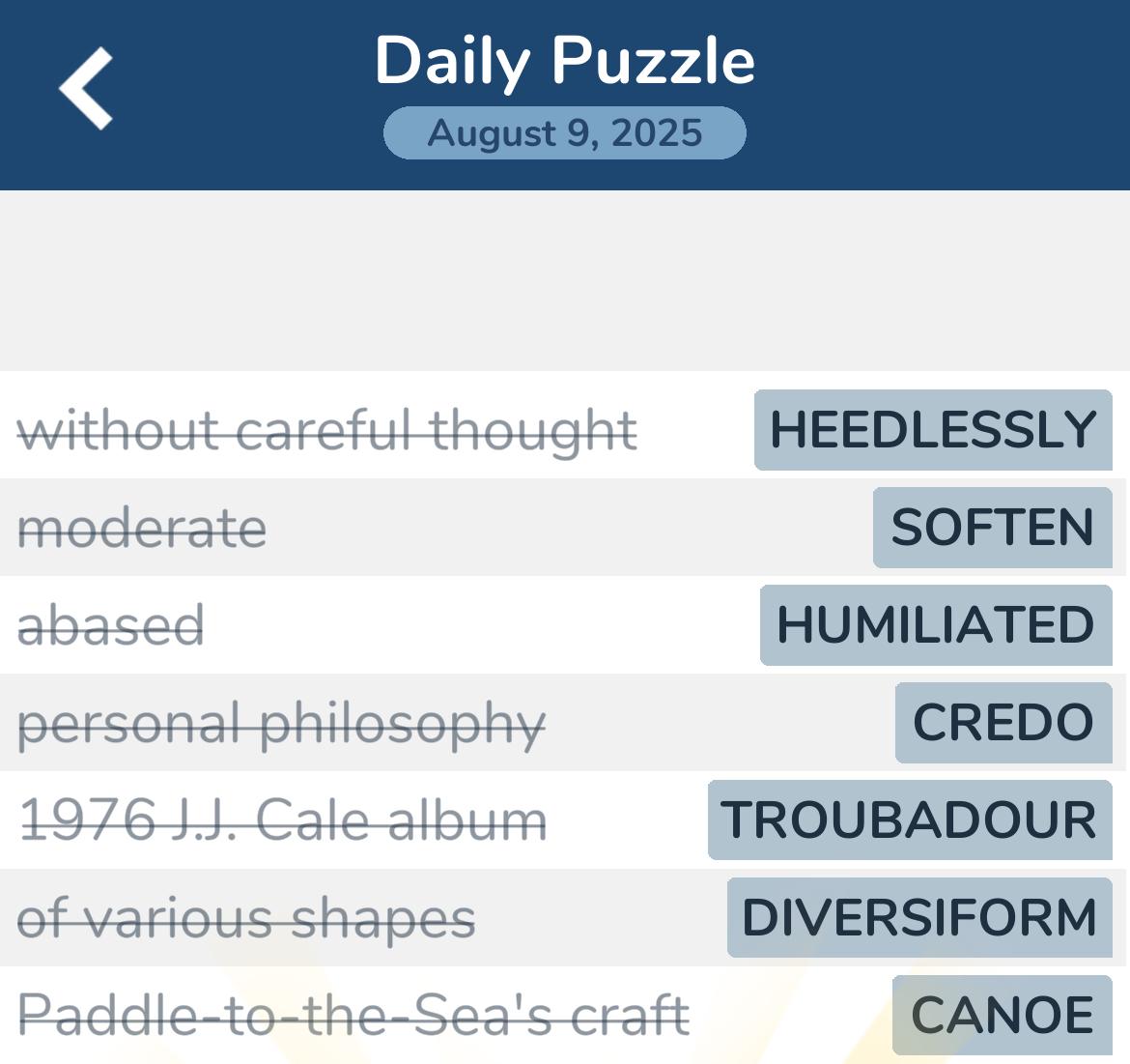 7 Little Words August 9 2025
