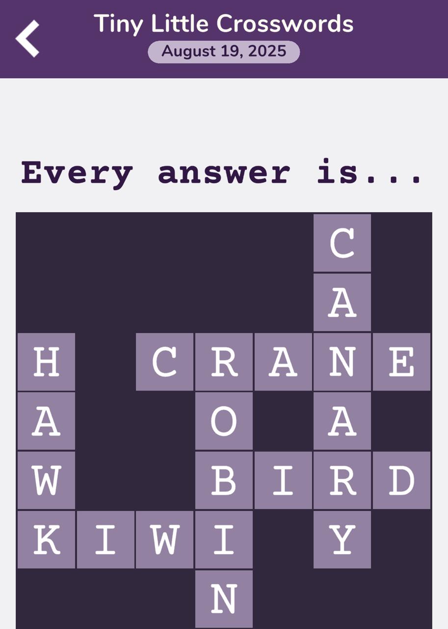 7 Little Words Tiny Little Crosswords August 19 2025
