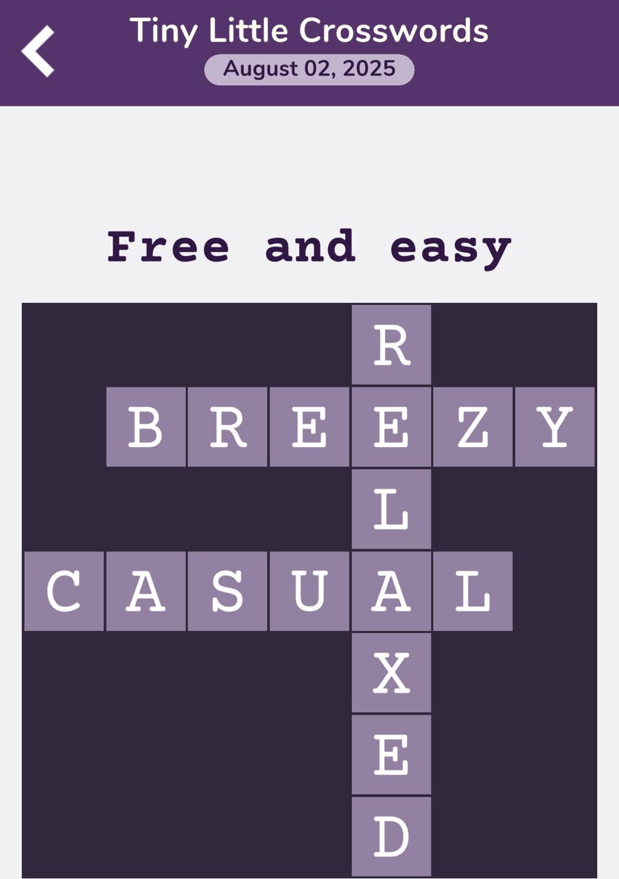 7 Little Words Tiny Little Crosswords August 2 2025