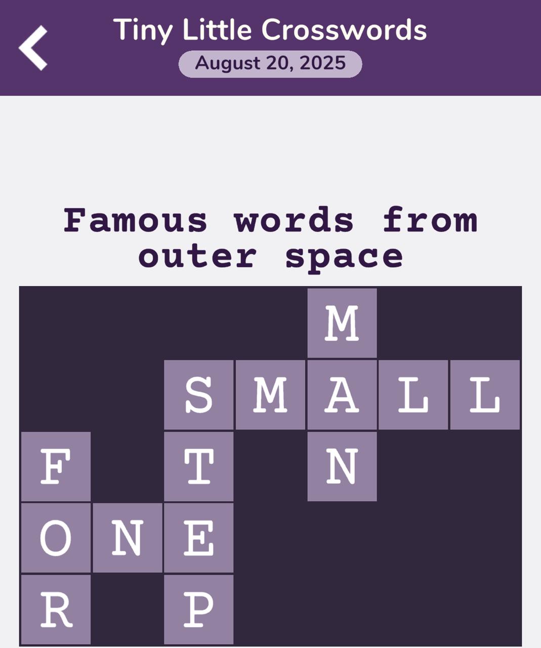 7 Little Words Tiny Little Crosswords August 20 2025