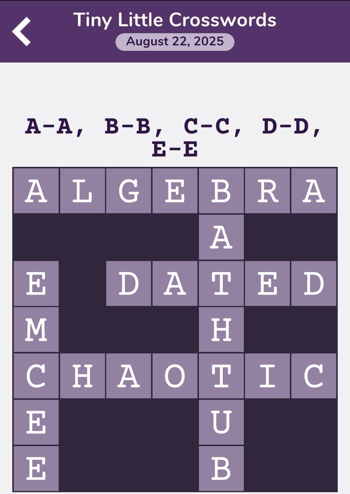 7 Little Words Tiny Little Crosswords August 22 2025