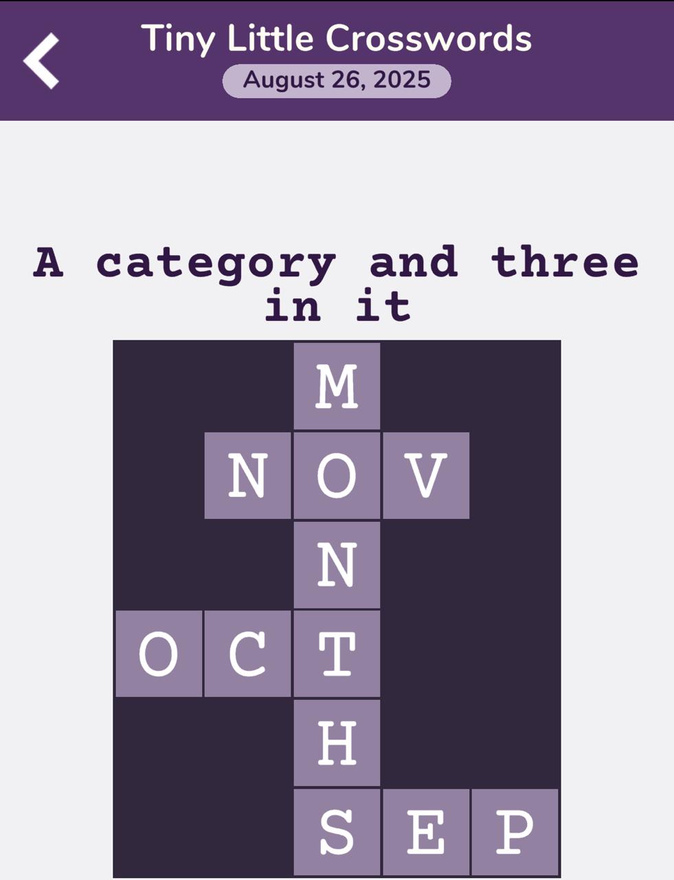 7 Little Words Tiny Little Crosswords August 26 2025