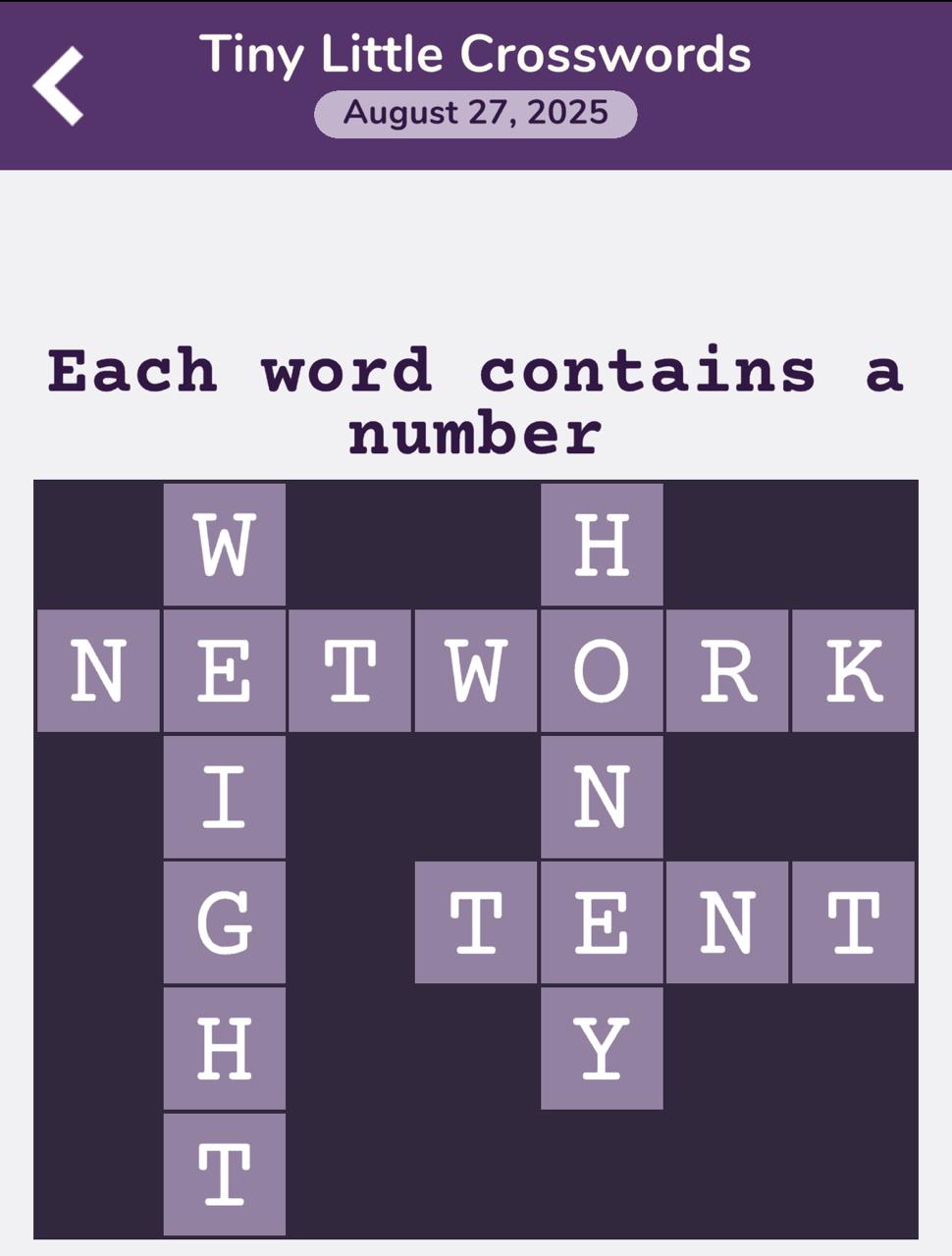 7 Little Words Tiny Little Crosswords August 27 2025