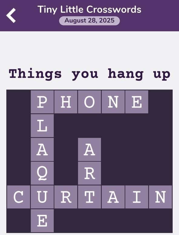 7 Little Words Tiny Little Crosswords August 28 2025