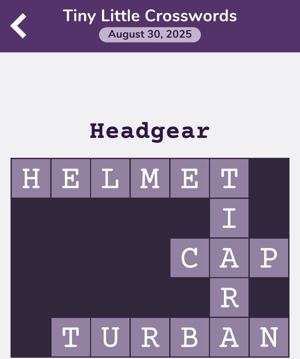 7 Little Words Tiny Little Crosswords August 30 2025