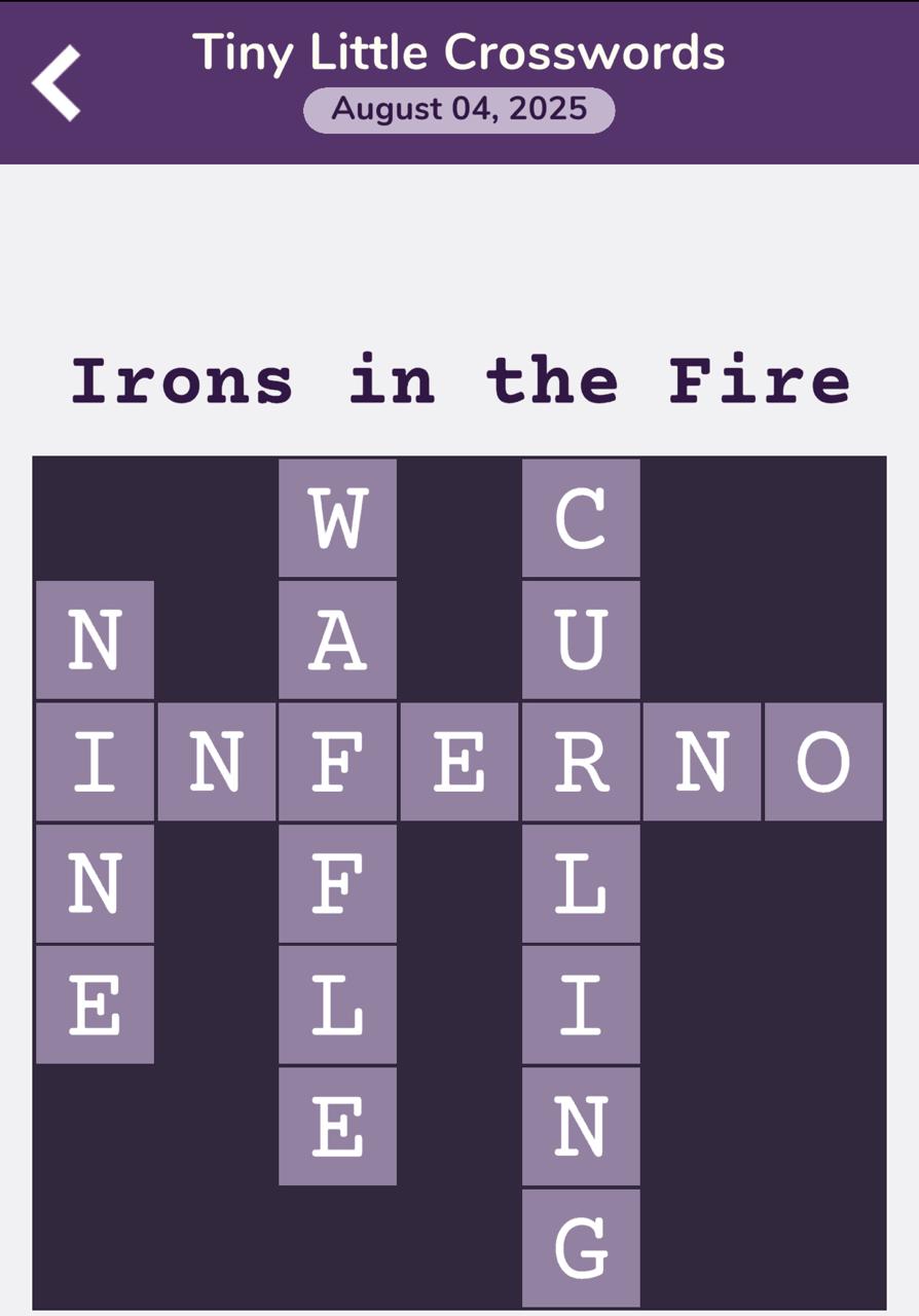 7 Little Words Tiny Little Crosswords August 4 2025