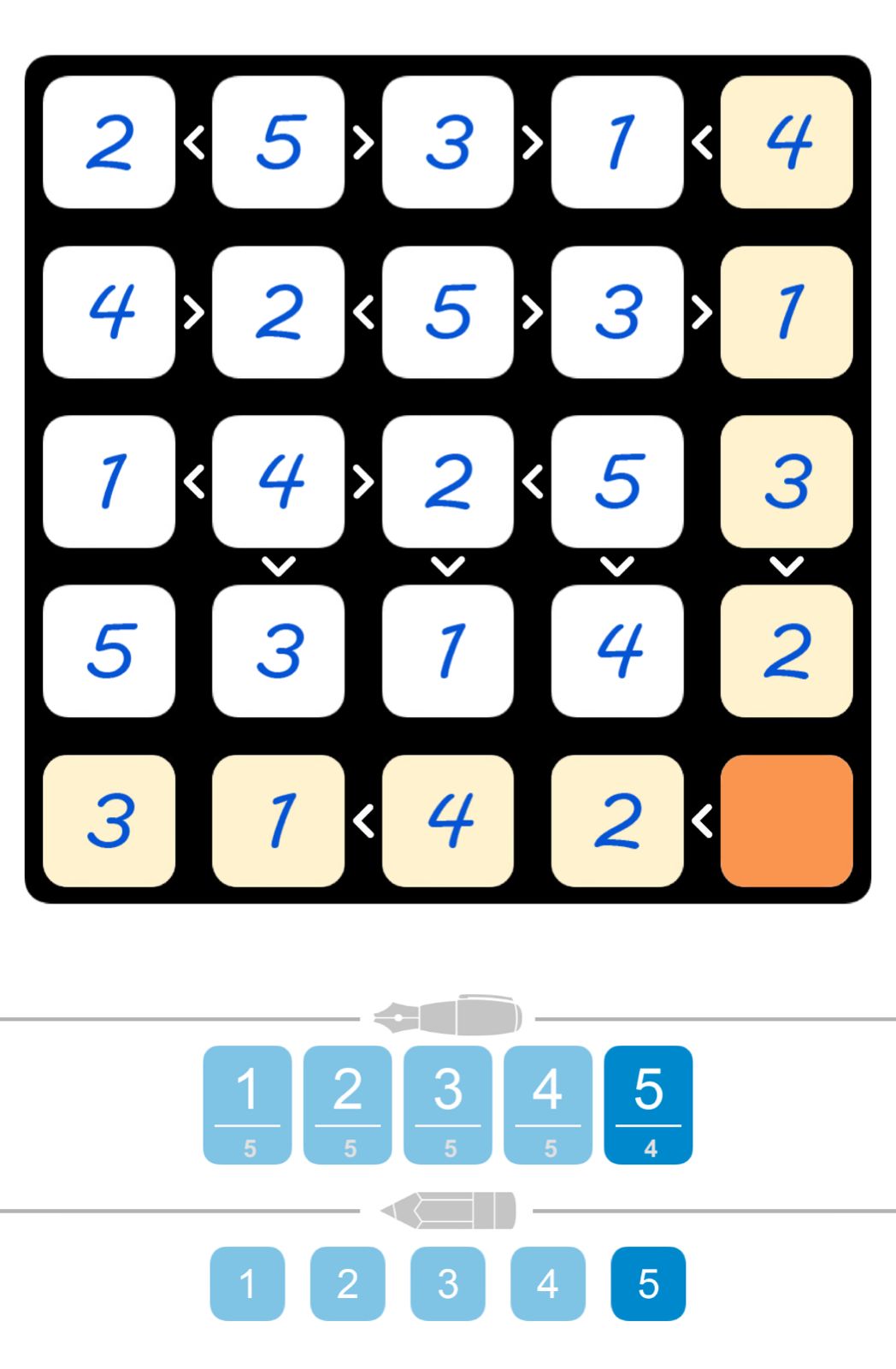 Puzzle Page Futoshiki August 12 2025