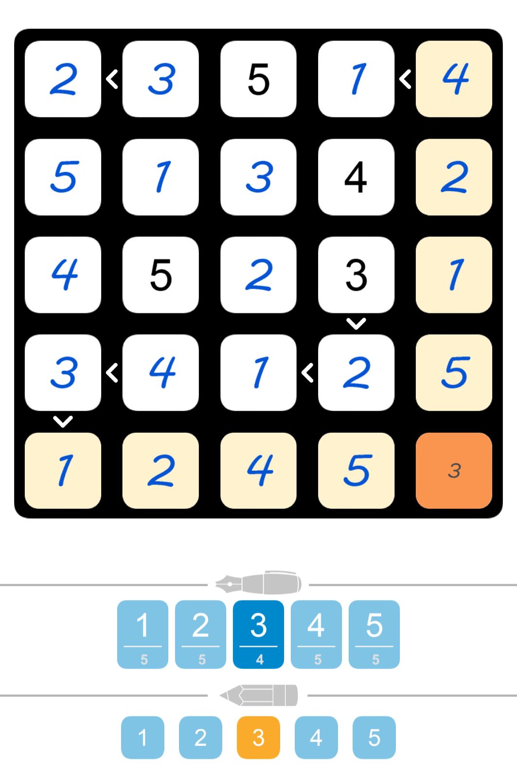 Puzzle Page Futoshiki August 26 2025