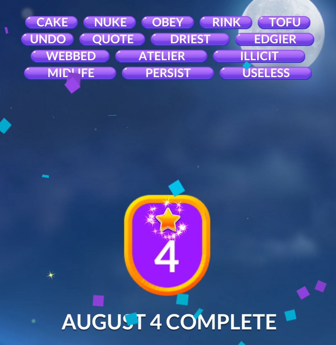 Word Stacks Daily Puzzle August 4 2025