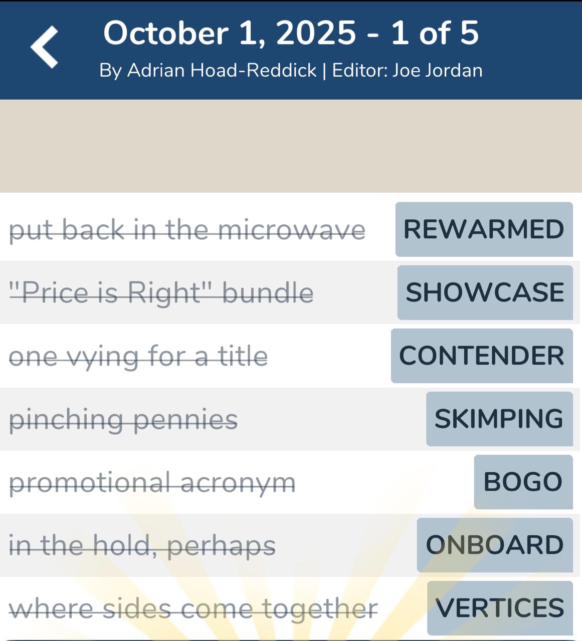 7 Little Words October 1 2025 1