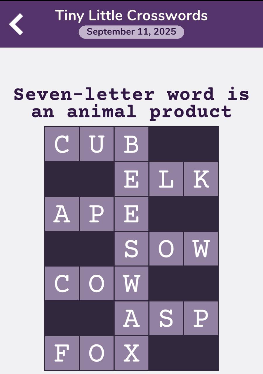 7 Little Words Tiny Little Crosswords September 11 2025
