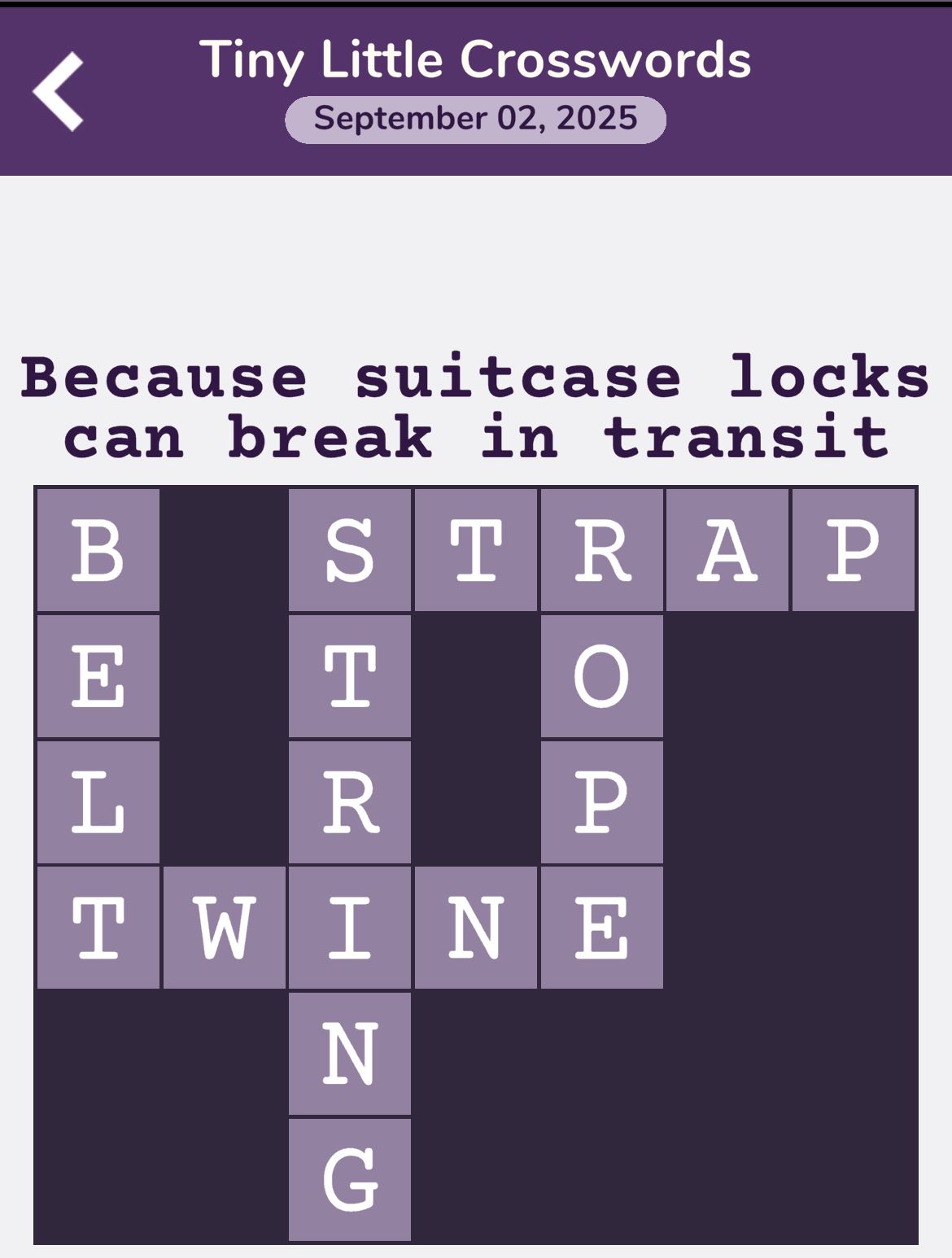 7 Little Words Tiny Little Crosswords September 2 2025