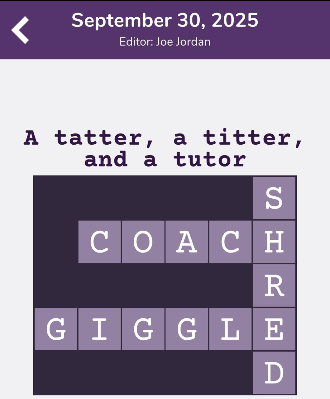 7 Little Words Tiny Little Crosswords September 30 2025