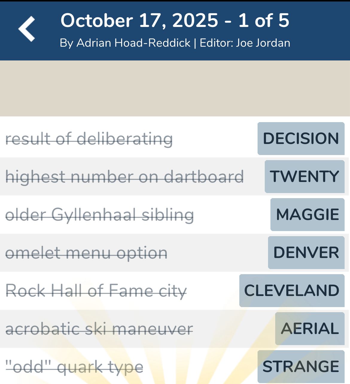 7 Little Words October 17 2025 1